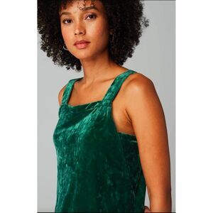 J. Jill Crushed Velvet Square Neck Tank Top Boxwood Green Sz. L